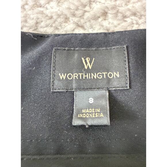 Worthington Size 8 Minimalist Pencil Midi Skirt Black Zip Lined Preppy - Picture 5 of 7